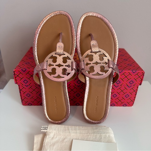 Tory BurchMiller Snake-Embossed Leather Sandals Size 9 NIB